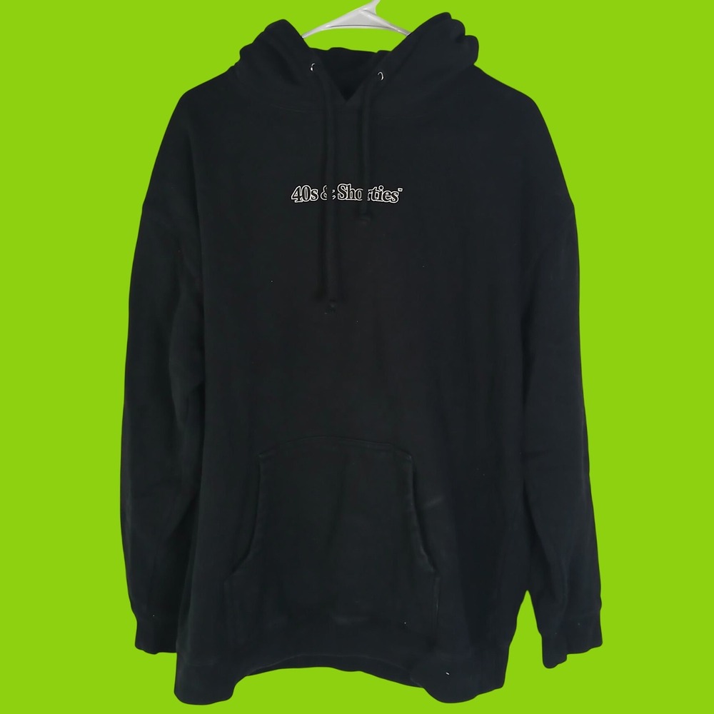 40s & Shorties Mens XL Black Embroidered Logo Pullover Hoodie Streetwear